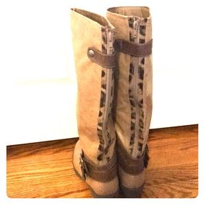 Pink and Pepper Tall tan and leopard boot